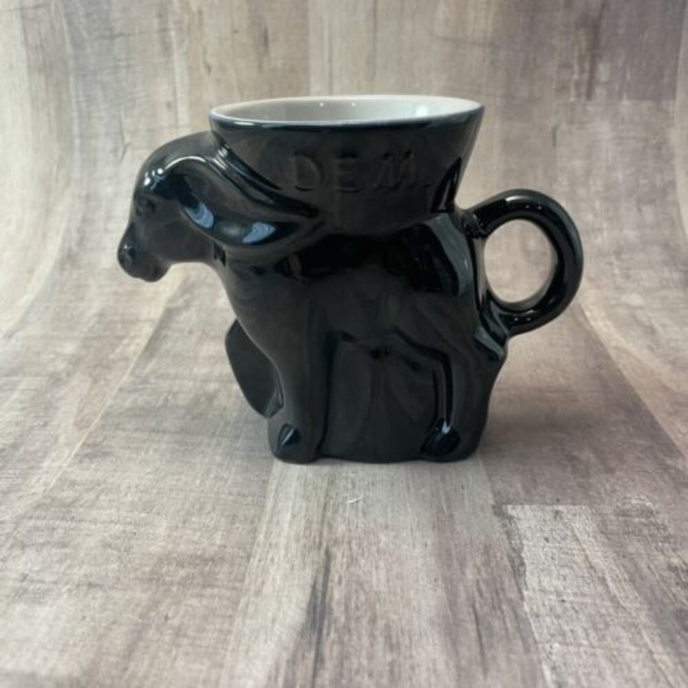 1988 Frankoma Democratic (DEM) Donkey Political Mug Coffee Cup  BLACK EUC